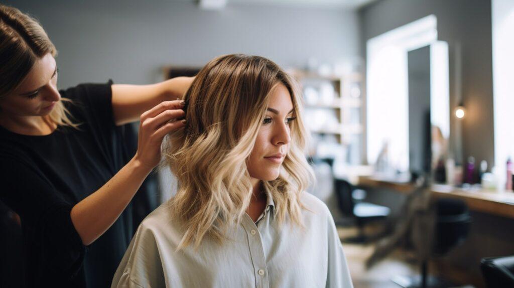 Eine Frau im Friseursalon