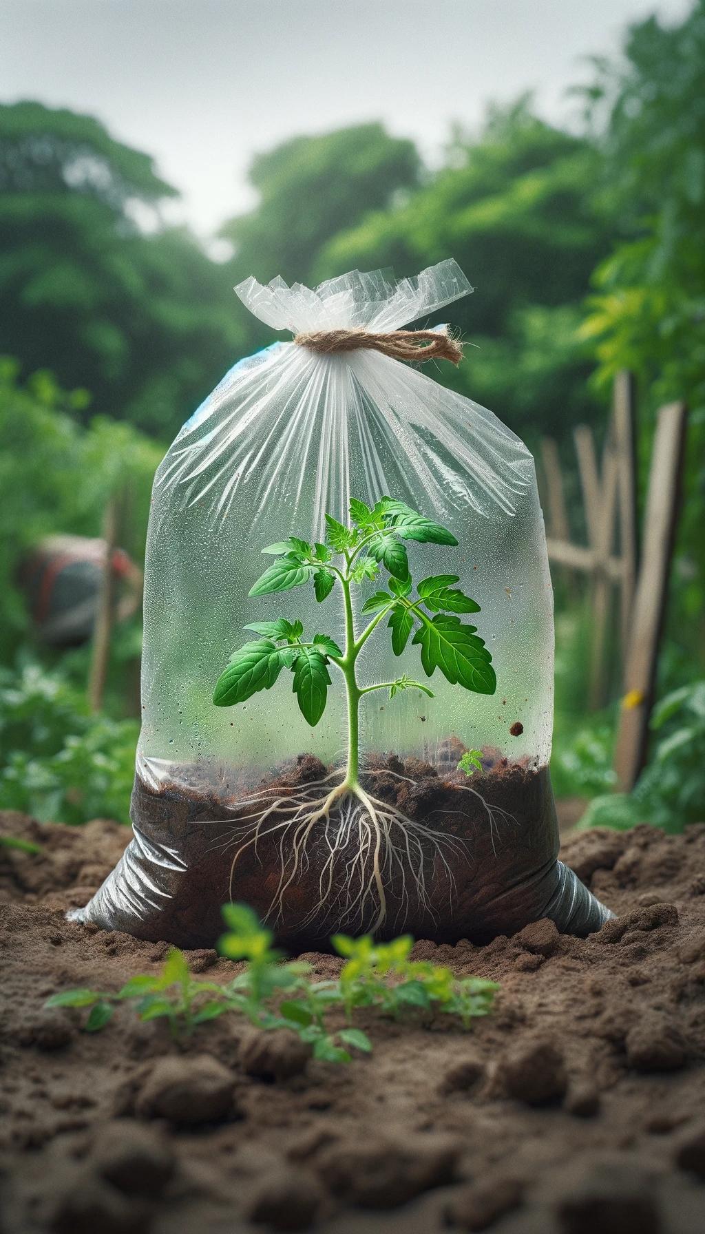 Frische Tomatenpflanze im Garten