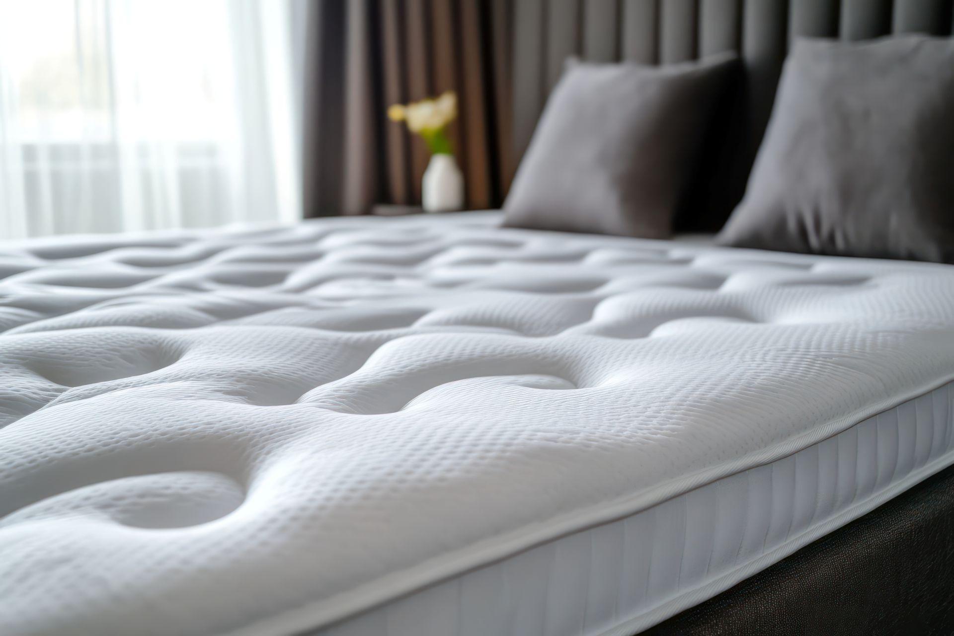 nahaufnahme einer boxspringbett matratze mit gepolsterter oberflaeche fuer hohen schlafkomfort