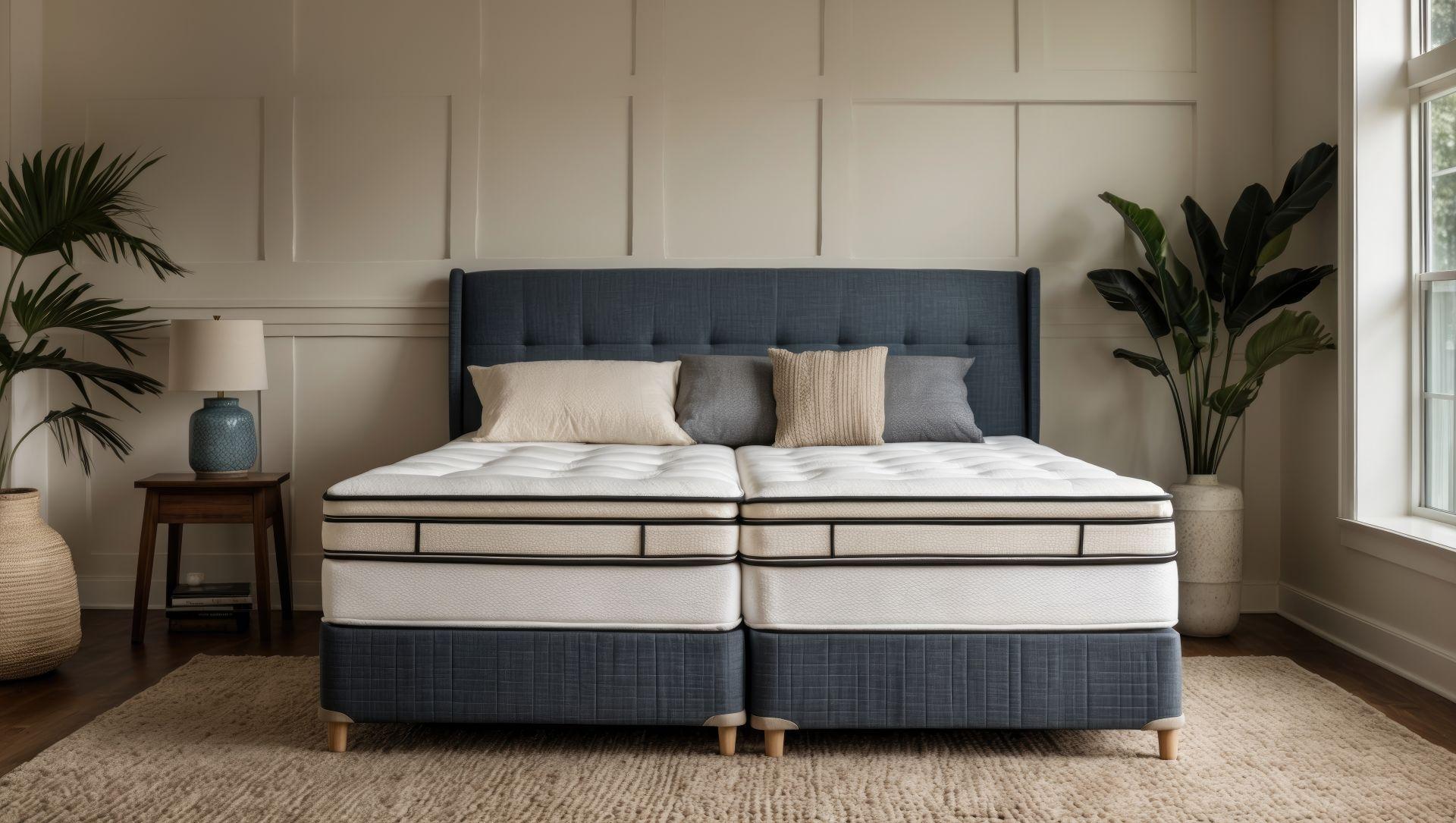 modernes boxspringbett mit zwei matratzen fuer unterschiedliche haertegrade in einem stilvollen schlafzimmer